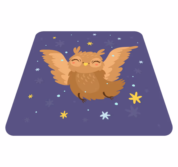 Sevimli baykuş gece illüstrasyon yatak odası halısı - TenStickers