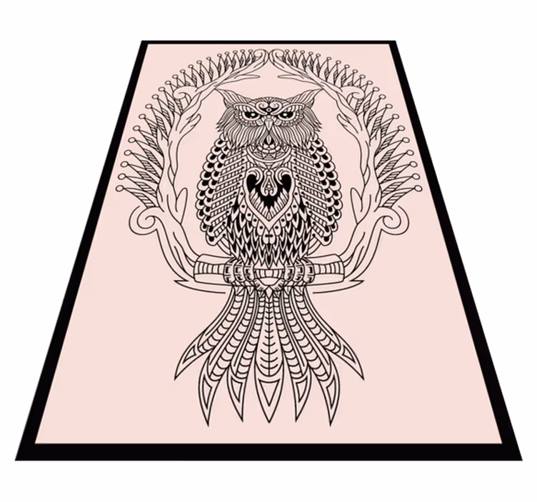 Mandala siyah yarım baykuş yatak odası halısı - TenStickers