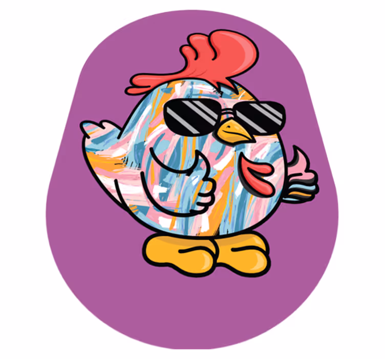 Gözlük hayvan halı ile çok renkli civciv - TenStickers