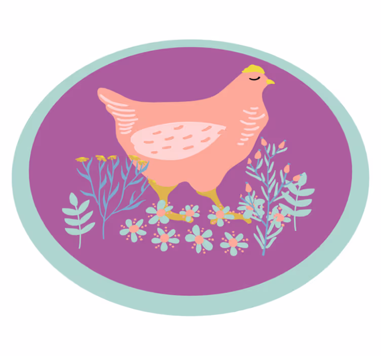 çim hayvan halı üzerinde çok renkli civciv - TenStickers