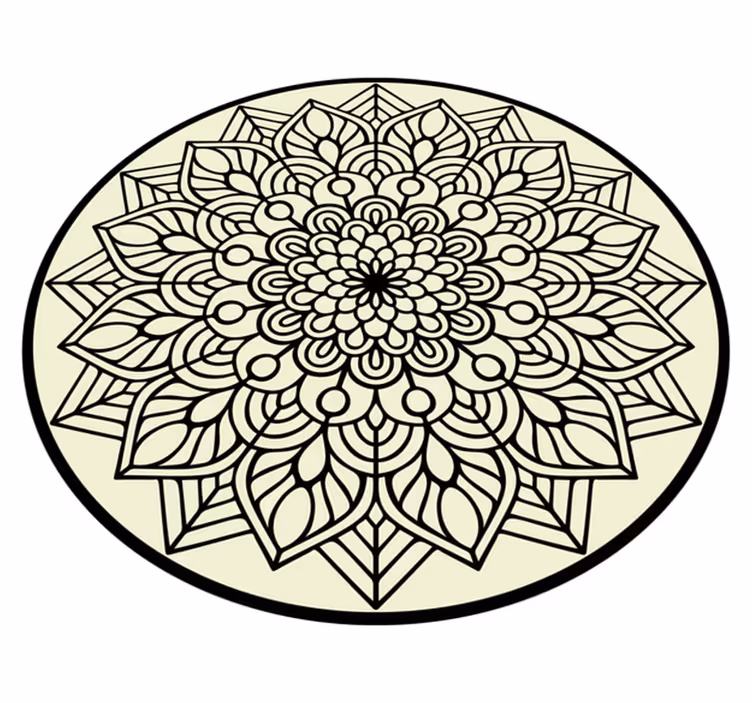 Siyah beyaz dairesel mandala vinil halı - TenStickers