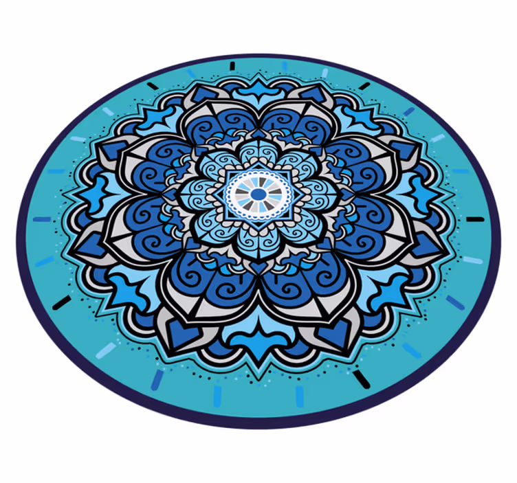 Mavi tonları çiçek mandala vinil halı - TenStickers