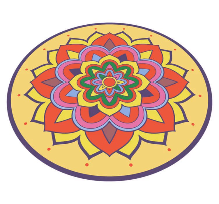 çiçek renkli yaprakları mandala vinil halı - TenStickers
