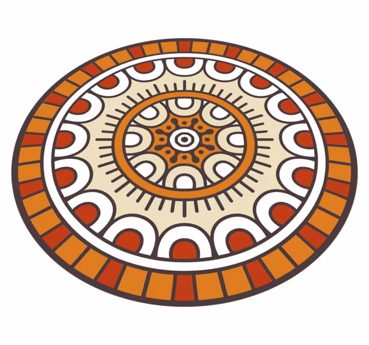 Dairesel turuncu tonları mandala vinil halı - TenStickers