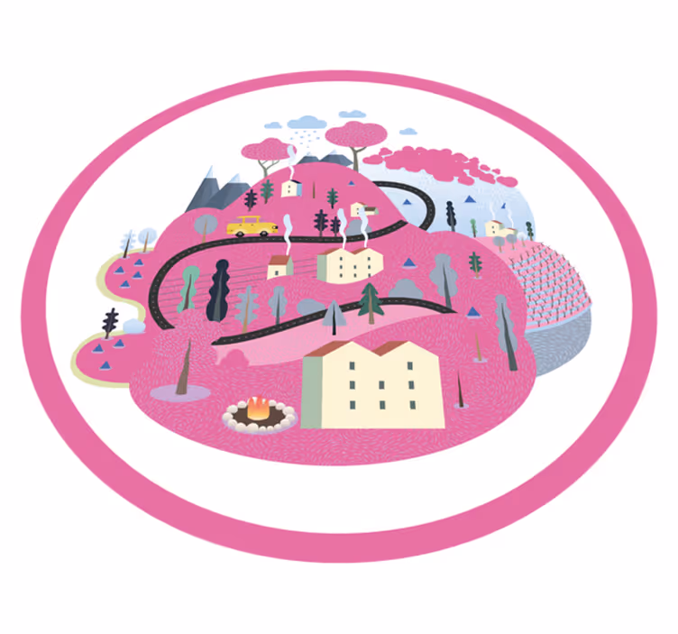 Evler çocuklar vinil halı ile pembe dağlar - TenStickers