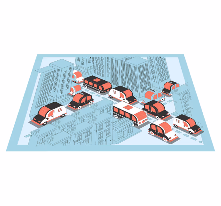 şehir trafiği sahnesi yollar pvc halı - TenStickers