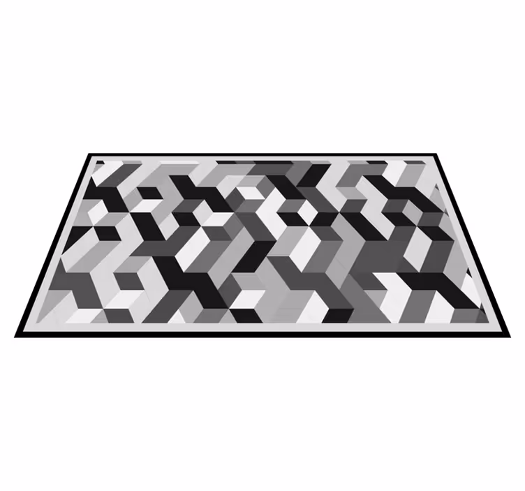 Gri 3 boyutlu desen geometrik pvc halı - TenStickers