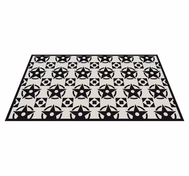 Siyah yıldız deseni modern pvc halı - TenStickers