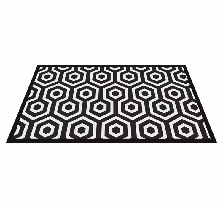 Diyagonal siyah geometrik şekiller karo halı - TenStickers