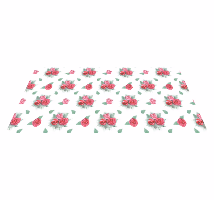 Pembe ve kırmızı gül desenli çiçekli kilim - TenStickers