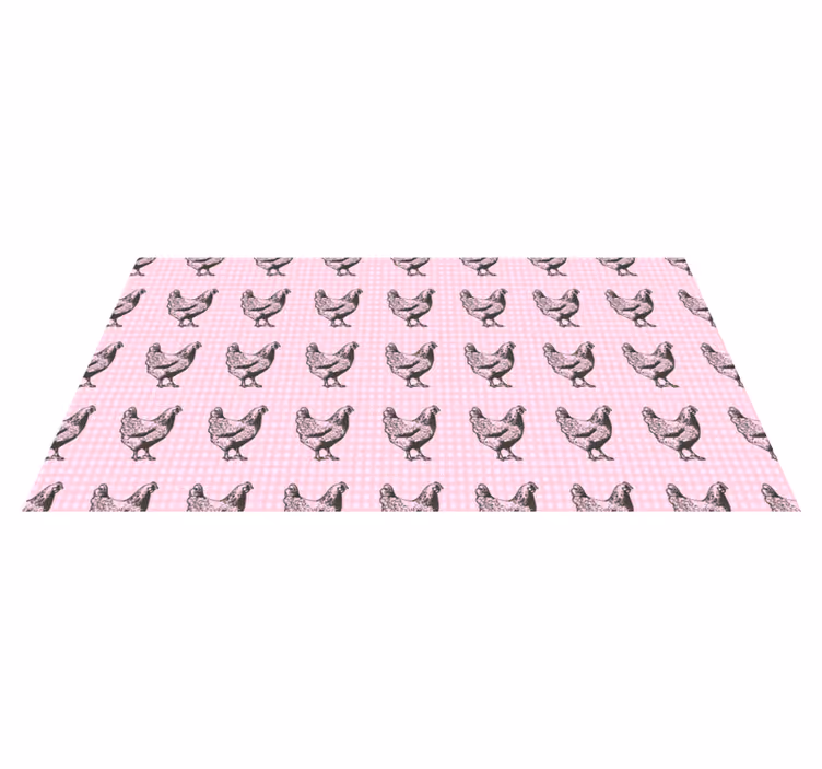 Horoz hayvan halısı ile pembe ve beyaz kareler - TenStickers