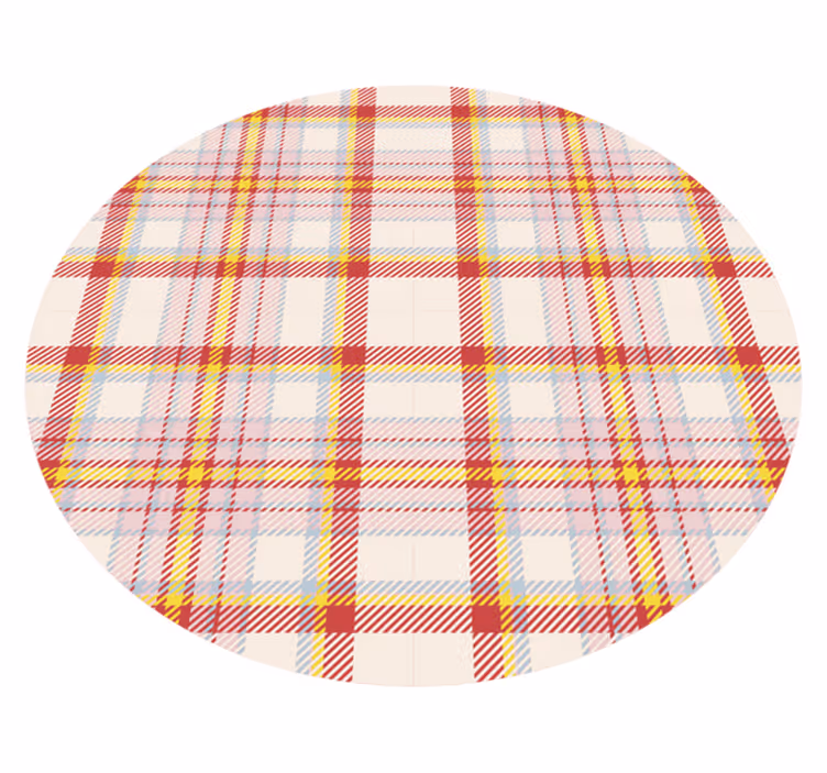 Iskoç ekose desenli kareler yuvarlak kilim - TenStickers