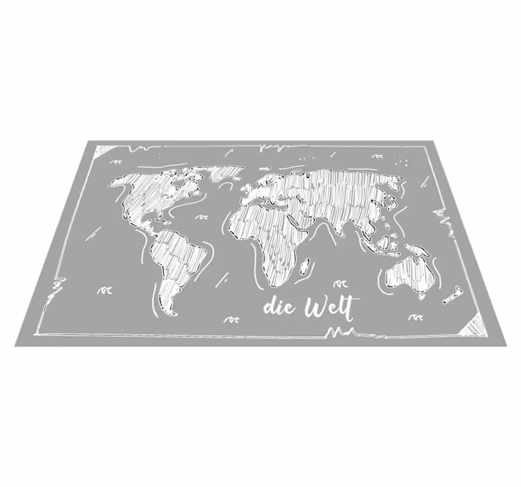 Açık gri elle çizilmiş stil dünya haritası kilim - TenStickers