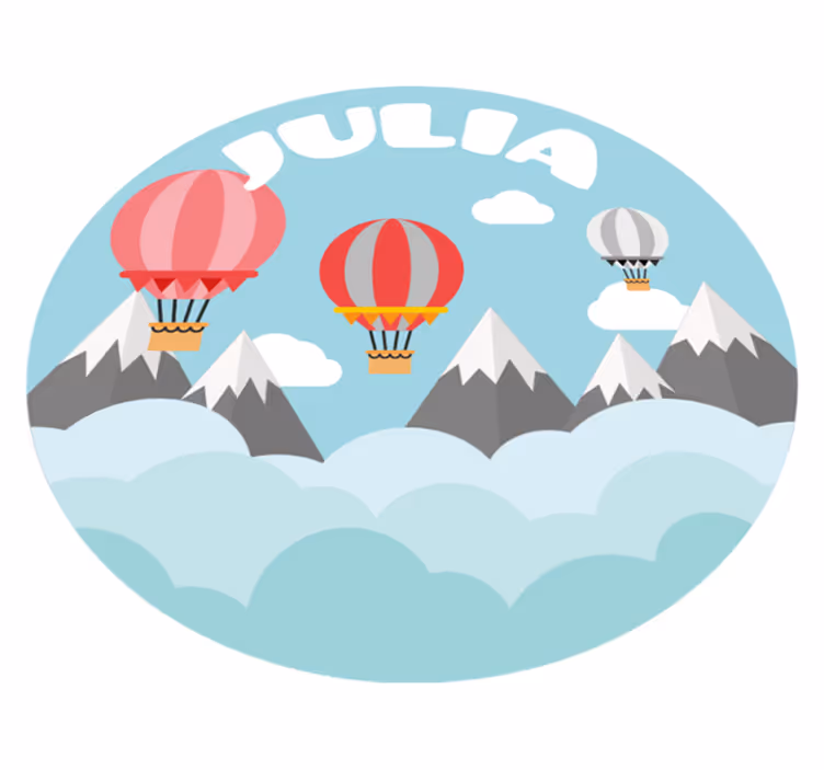 Dağlar ve isimli balonlar pvc halı - TenStickers