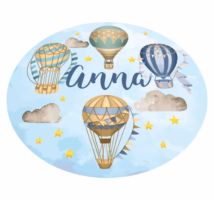 Hava balonu fantezisi isimlerle pvc halı - TenStickers