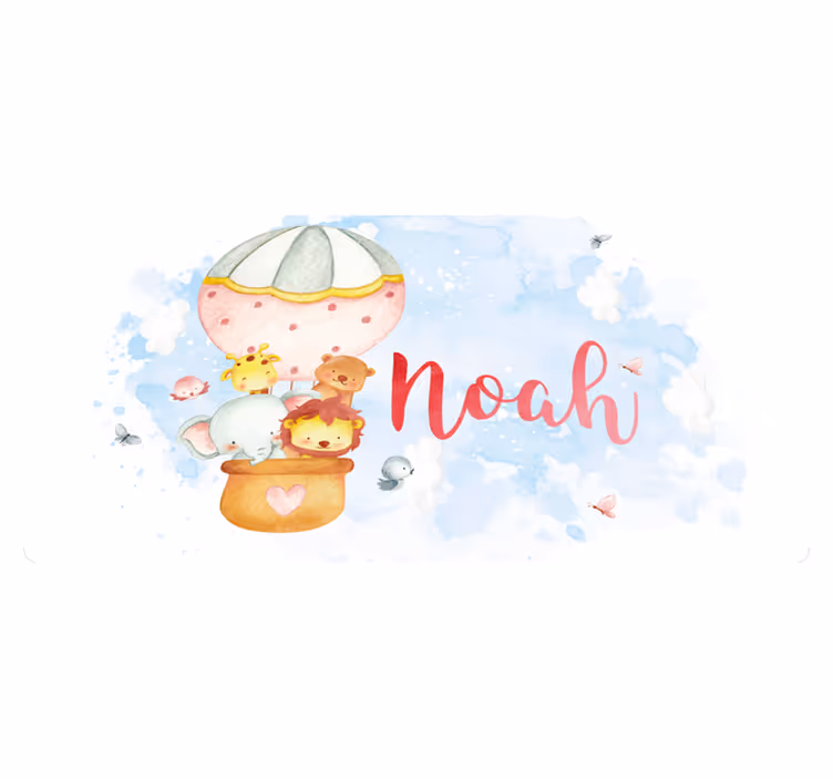 Isimli balon macerası bebek pvc halı - TenStickers