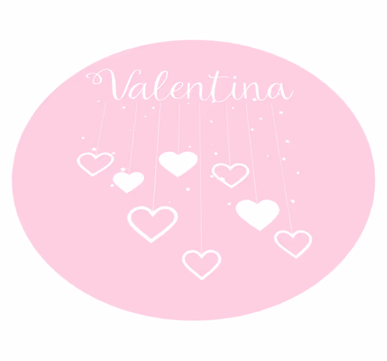 Isimli asılı pembe kalpler pvc halı - TenStickers