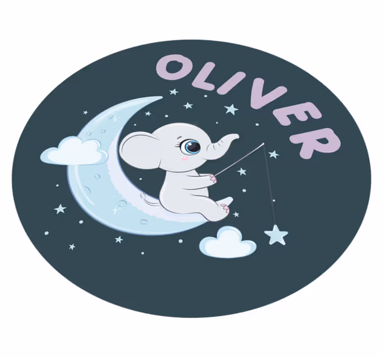 Ay'da ismi olan fil bebek pvc halı - TenStickers