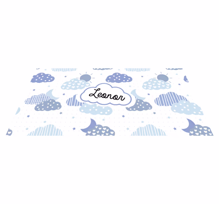 Bulut deseni isimlerle pvc halı - TenStickers