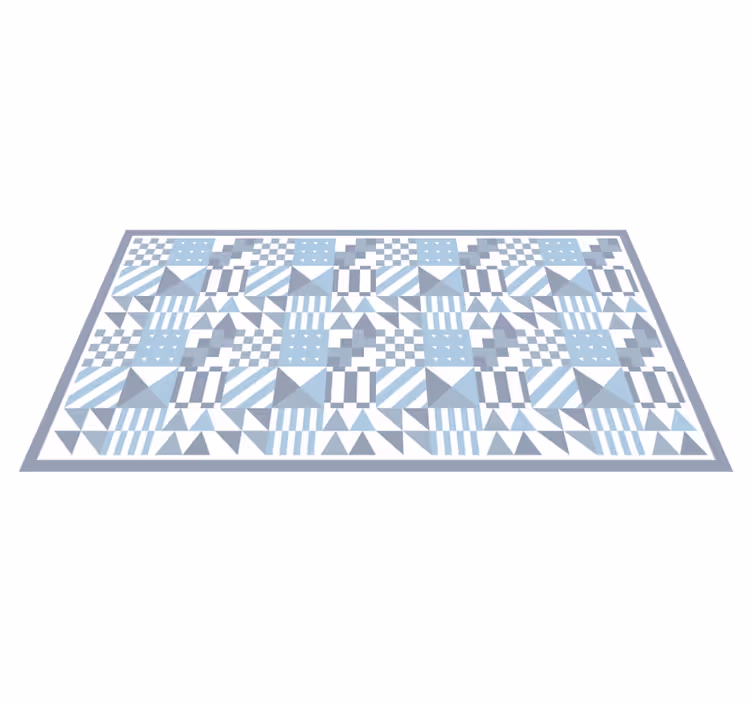 Mavi geometrik desenler fayans efekti pvc halı - TenStickers