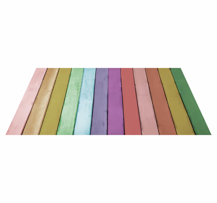 Canlı gökkuşağı çizgileri ahşap etkisi pvc halı - TenStickers