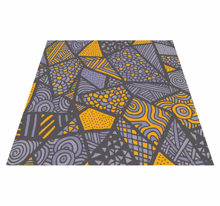 Dinamik gri şekiller geometrik pvc halı - TenStickers