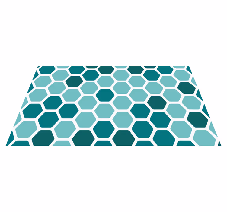 Turkuaz altıgenler desen geometrik kilim - TenStickers