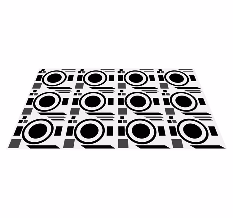 Keskin siyah daireler geometrik pvc halı - TenStickers