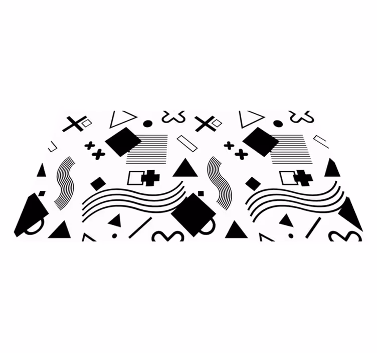 Retro siyah beyaz desen minimal halı - TenStickers