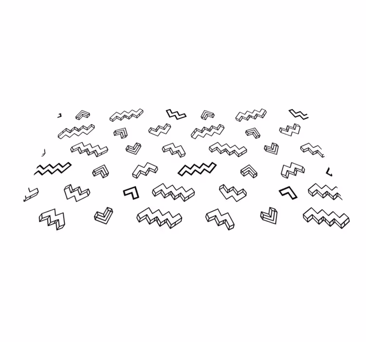 Retro siyah zikzak çizgiler minimal halı - TenStickers