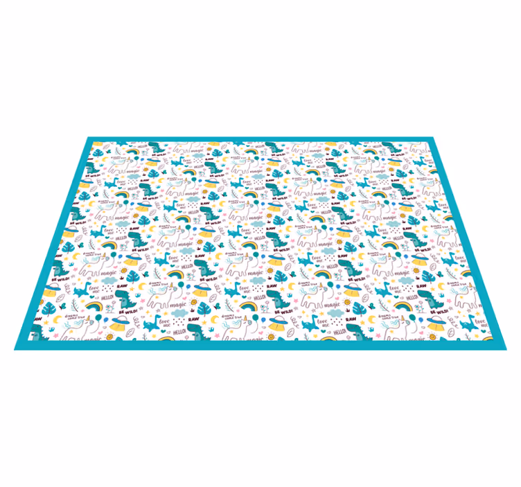 Renkli dino macerası bebek pvc halı - TenStickers