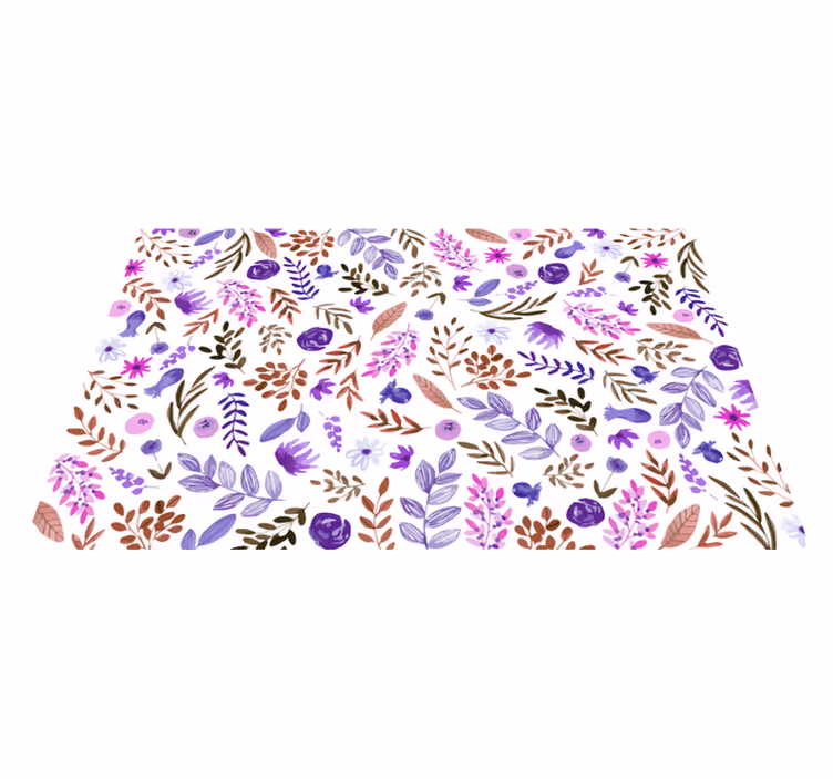 Mor sulu boya yaprakları çiçekli kilim - TenStickers