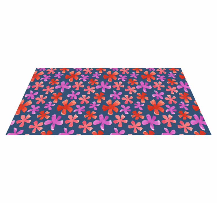 Kırmızı ve mor petal desenli çiçekli kilim - TenStickers