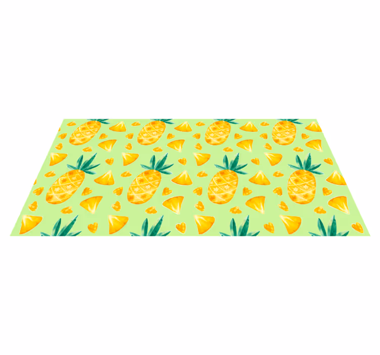 Ananas yeşil motif mutfak pvc halı - TenStickers