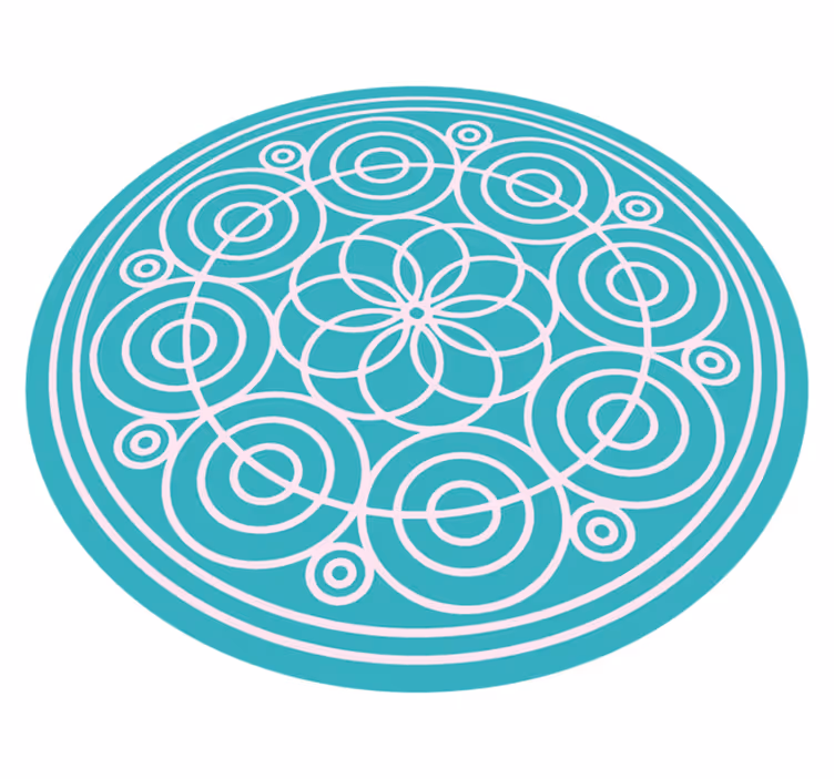 Turkuaz dairesel desen mandala pvc halı - TenStickers