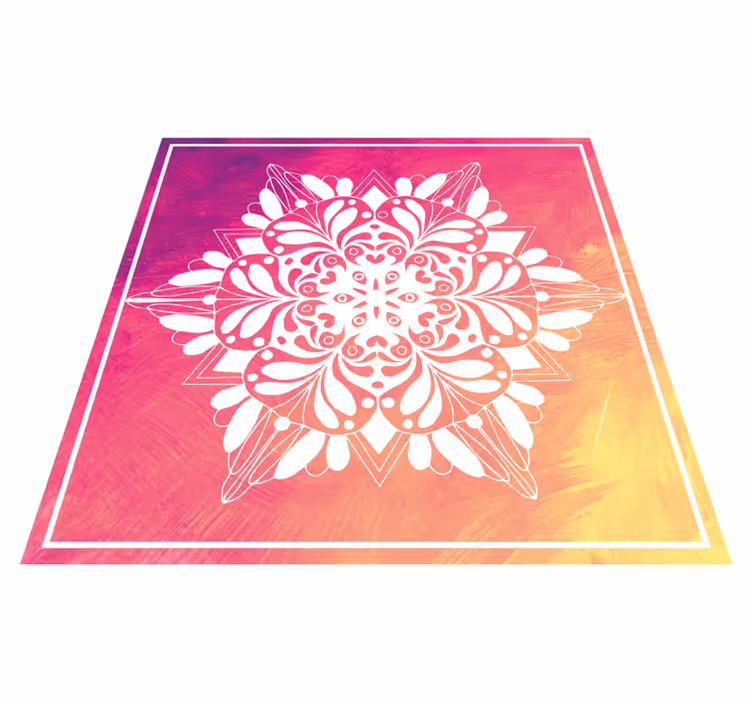 Ayrıntılı botanik düzenleme mandala pvc halı - TenStickers