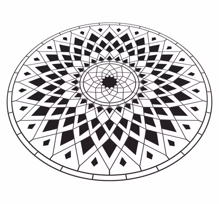Karmaşık siyah motif mandala pvc halı - TenStickers