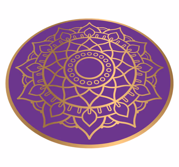 Mor ve altın motif mandala pvc halı - TenStickers
