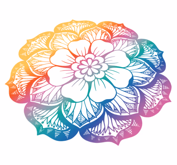 Gökkuşağı renkleri yaşam çiçeği mandala vinil halı - TenStickers