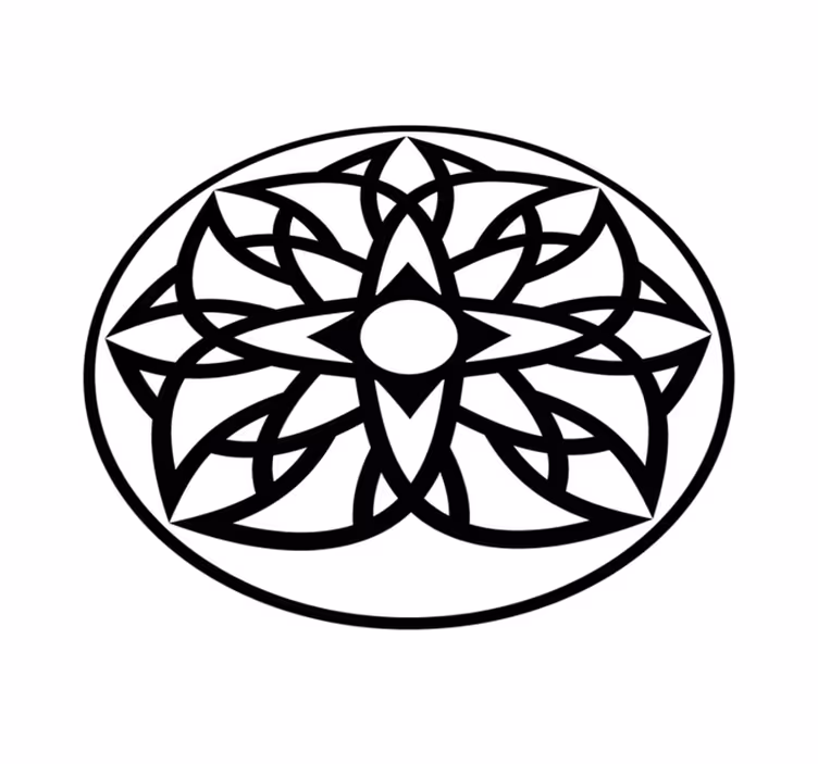 Basit çiçek anahat mandala vinil halı - TenStickers