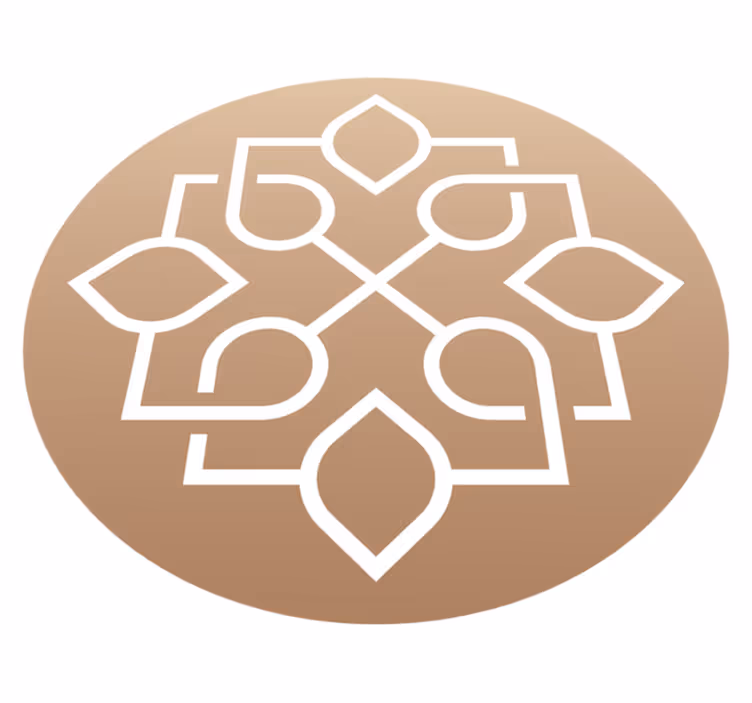 Kahverengi ve beyaz motif mandala pvc halı - TenStickers