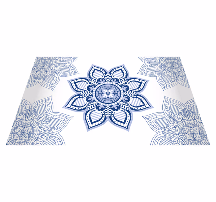 Mavi tonları soyut stil mandala vinil halı - TenStickers