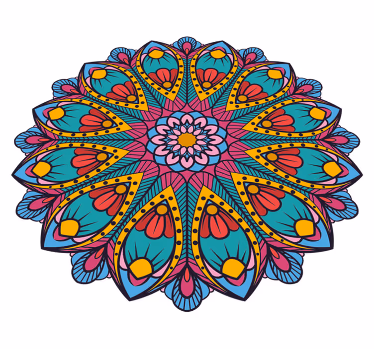 Gökkuşağı renkleri mandala vinil halı - TenStickers