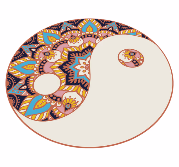 Mandala vinil halı ile renkli ying yang - TenStickers