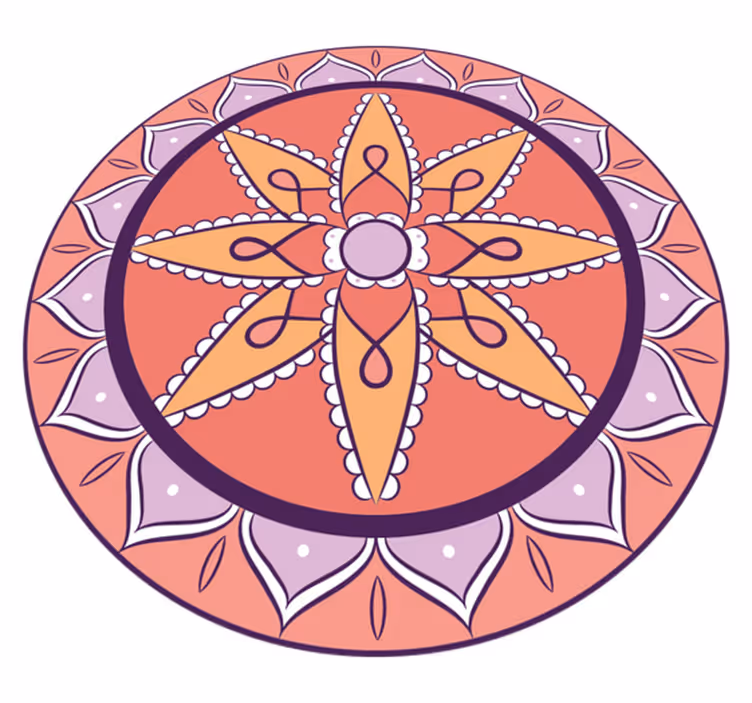 Basit pembe motif mandala pvc halı - TenStickers