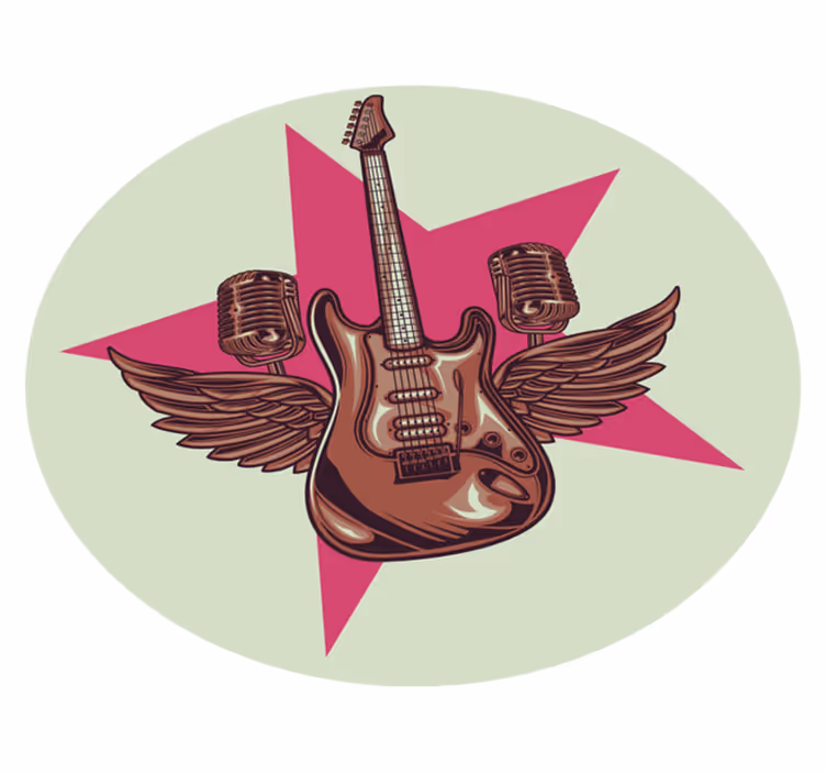 Gitar ve mikrofon yatak odası halısı çizimi - TenStickers