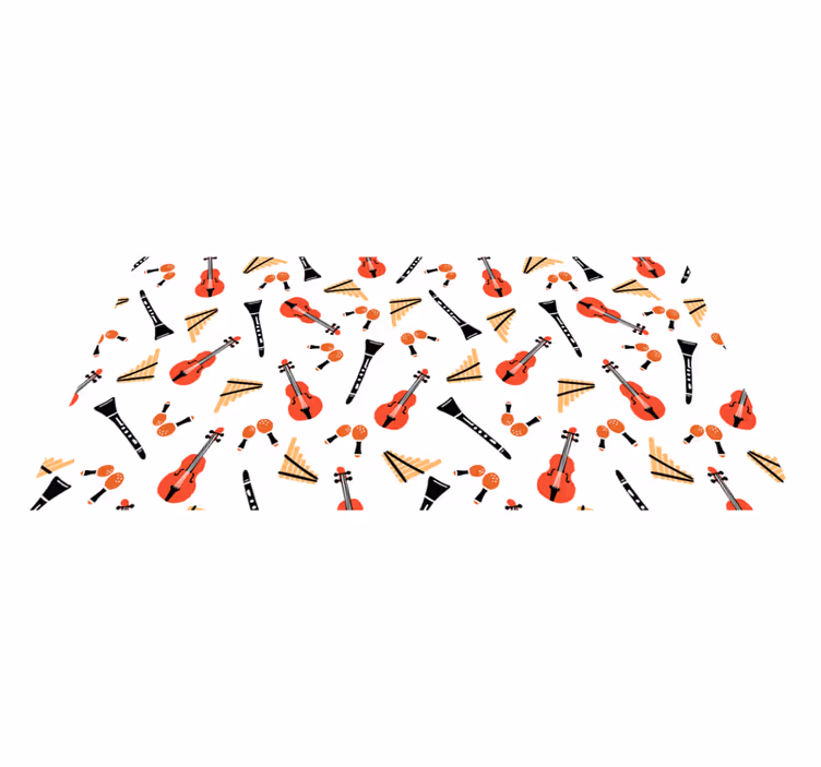 Müzik aleti deseni pvc halı - TenStickers