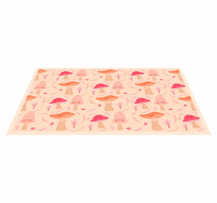 Mutlu klasik mantarlar çiçekler ve bitkiler pvc halı - TenStickers