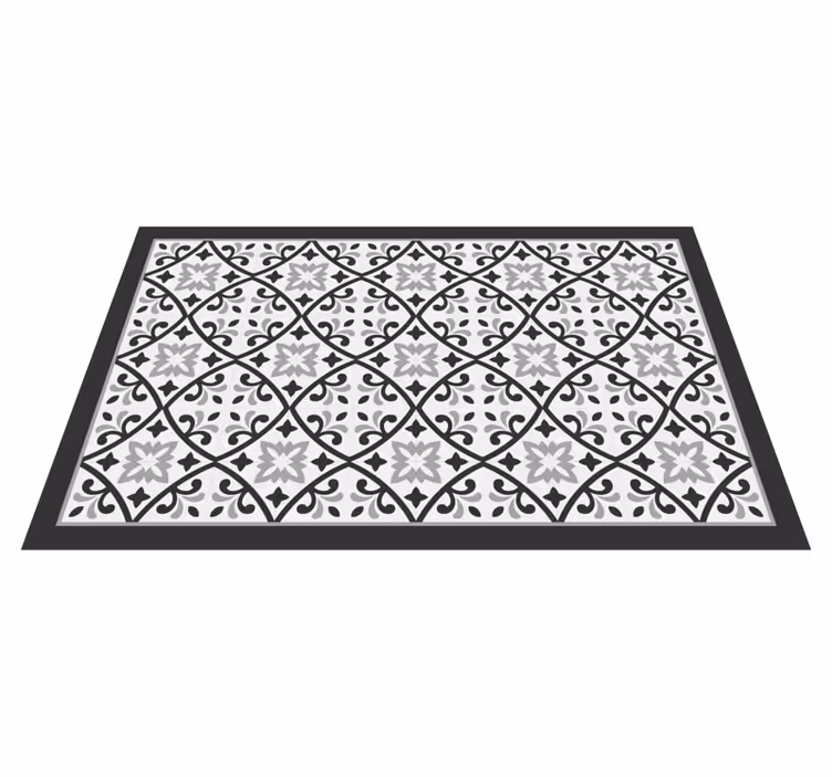 Beyaz ve gri klasik geometrik karo halı - TenStickers