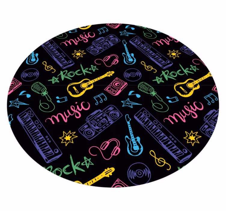 Müzik ikonları deseni gençler pvc halı - TenStickers